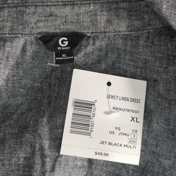 G by Guess Womens Lewcy Linen Dress Gray Black Zippered XL NWT - Picture 9 of 9